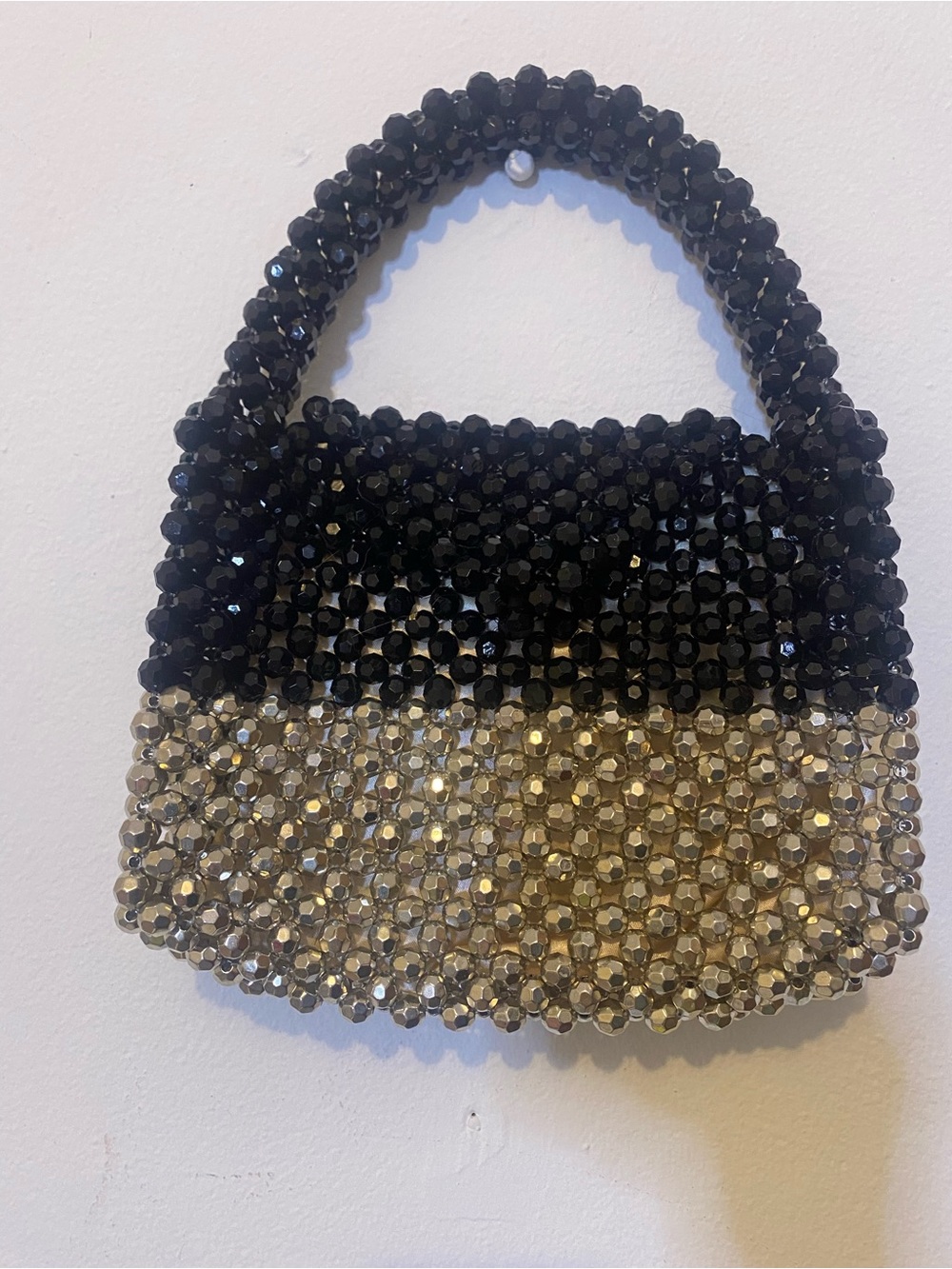 Black and Gold Beaded Evening Handbag